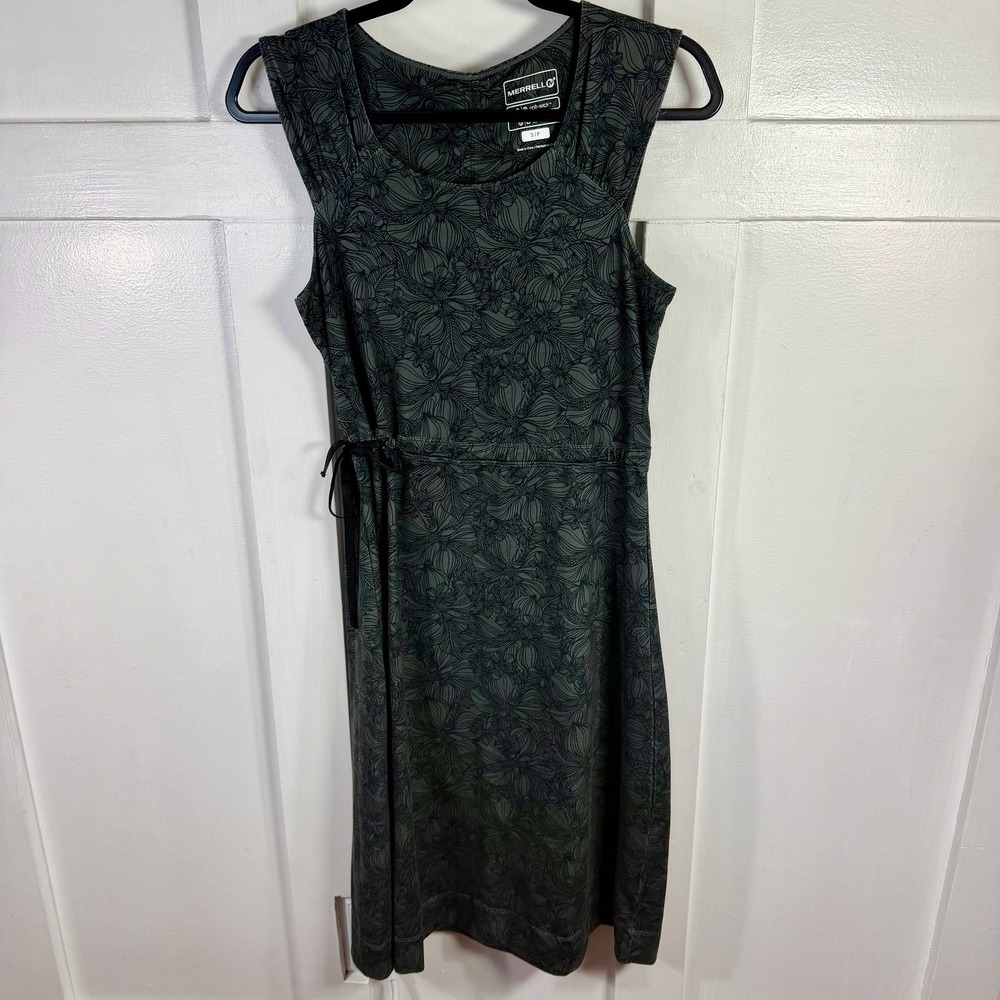 Merrell Women Floral Print Sleeveless Drawstring Waist Dress S/P